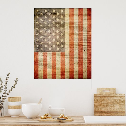 49スターアメリカ国旗 ポスター (キッチン)