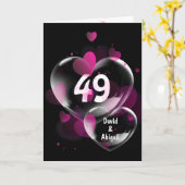 49周年記念ハートバブルのブラックカード カード (黄色い花)