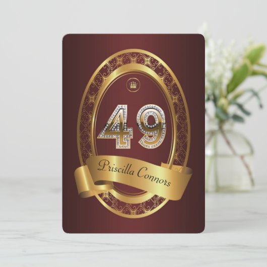 49日，誕生日パーティーの女性の男性，色エレガント色 招待状 (スタンド正面)