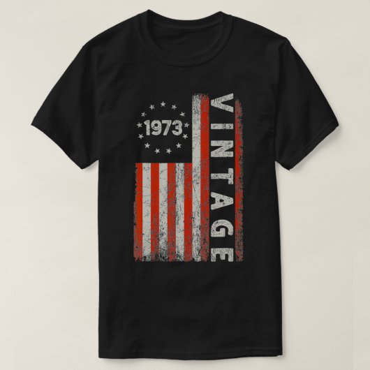 49歳のギフトヴィンテージ1973アメリカ国旗49日 Tシャツ (デザイン正面)