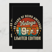49歳のギフト ヴィンテージ 1973 限定版 49t 招待状 (正面/裏面)