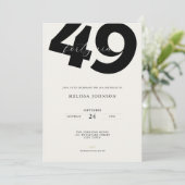49歳の誕生日パーティーのミニマルな招待状 - 太字タイポグラフィー 招待状 (スタンド正面)