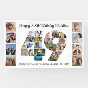 49歳の誕生日パーティーナンバー49フォトコラージュ 横断幕