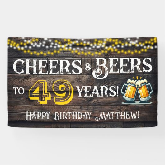 49歳の誕生日パーティーバナー Cheers and Beers 横断幕 (横)