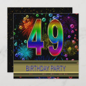 49歳の誕生日パーティー招待状 バブル付き 招待状 (正面/裏面)