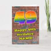 49歳の誕生日:楽しいグラフィティにインスパイアされた虹色の49 カード (正面)