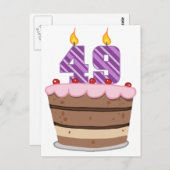 49歳オンお誕生日ケーキ ポストカード (正面/裏面)