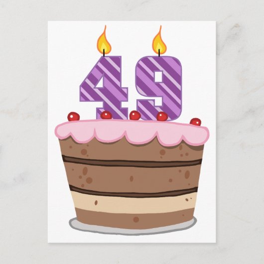 49歳オンお誕生日ケーキ ポストカード (正面)