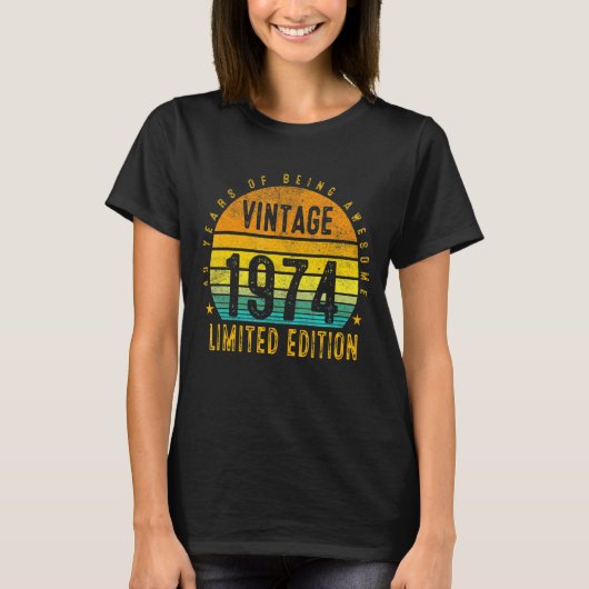 49歳ヴィンテージ1974年限定版49th Bir Tシャツ (正面)
