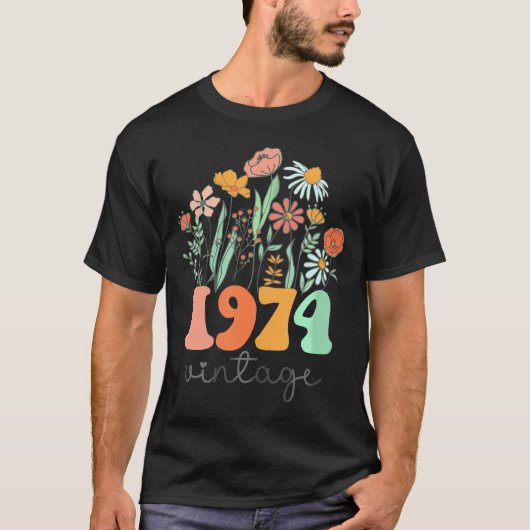 49歳1974年第49期女性誕生日野花 Tシャツ (正面)