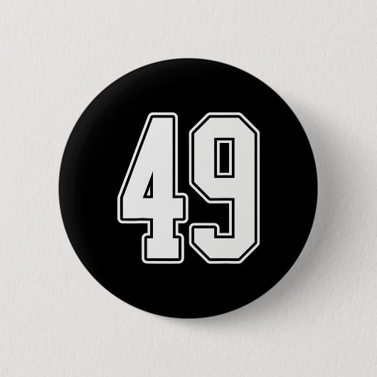 #49白のアウトライン番号49スポーツファンジャージースタイル 缶バッジ (正面)