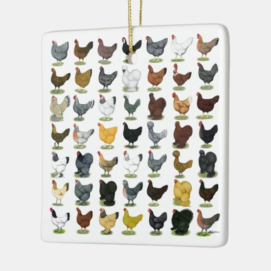 49羽の鶏の雌鶏 セラミックオーナメント (左)