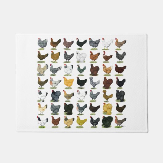 49羽の鶏の雌鶏 ドアマット (正面)