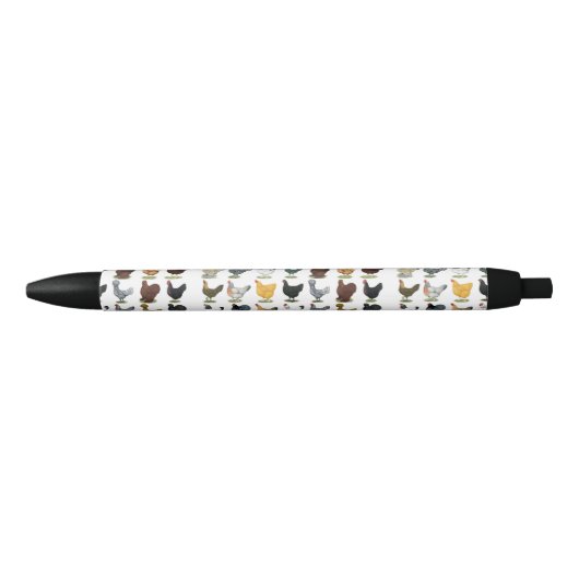 49羽の鶏の雌鶏 黒ボールペン (正面)