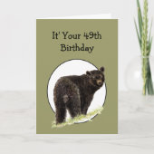 49誕生日おもしろいブラックベア – ニヤニヤとクマ カード (正面)