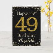 49誕生日ゴールデングリッターカード カード (黄色い花)