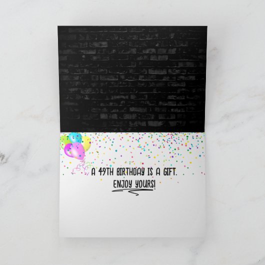 49誕生日ネオンサインオンブリック壁 カード (内部)