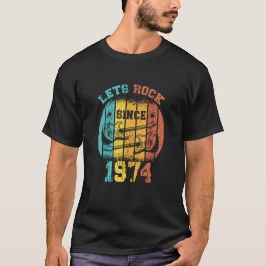 49誕生日ヴィンテージ1974レトロ49歳Guit Tシャツ (正面)