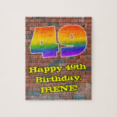 49誕生日:おもしろいグラフィインスパイアティレインボー49 ジグソーパズル (縦)