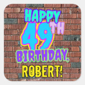 49誕生日-おもしろい、アーバングラフィティインスパイアルック スクエアシール (正面)