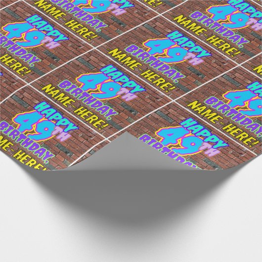 49誕生日:おもしろい、アーバングラフィティインスパイアルック ラッピングペーパー (角)