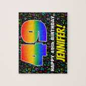 49誕生日:おもしろい、カラフル音楽シンボル、「49」 ジグソーパズル (縦)