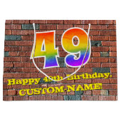 49誕生日:おもしろい、グラフィインスパイアティ・レインボー# 49 ラージペーパーバッグ (正面)