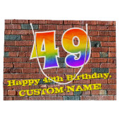 49誕生日:おもしろい、グラフィインスパイアティ・レインボー# 49 ラージペーパーバッグ (裏面)