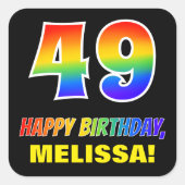 49誕生日:はっきりした,おもしろい,シンプル虹, 49 スクエアシール (正面)