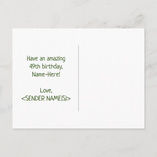 49誕生日:はっきりした,おもしろい,シンプル虹， 49 ポストカード (裏面)