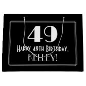 49誕生日:アールデコインスパイアスタイル「49」、名前 ラージペーパーバッグ (正面)