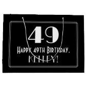 49誕生日:アールデコインスパイアスタイル「49」、名前 ラージペーパーバッグ (裏面)