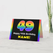 49誕生日:カラフルレインボー# 49,名前をカスタムする カード (正面)