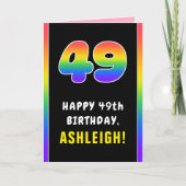 49誕生日:カラフルレインボー# 49,名前をカスタムする カード (正面)
