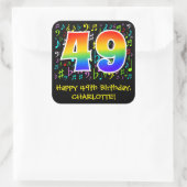 49誕生日:カラフル音楽シンボル、虹49 スクエアシール (バッグ)