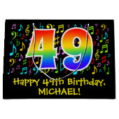 49誕生日-カラフル音楽シンボルRainbow 49 ラージペーパーバッグ (正面)