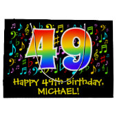 49誕生日-カラフル音楽シンボルRainbow 49 ラージペーパーバッグ (裏面)