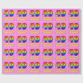 49誕生日：ピンクストライプのハート、レインボー# 49 ラッピングペーパー (フラット)