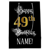 49誕生日~ファンシースクリプト;フェイク金ゴールド検索;名前 ミディアムペーパーバッグ (裏面)