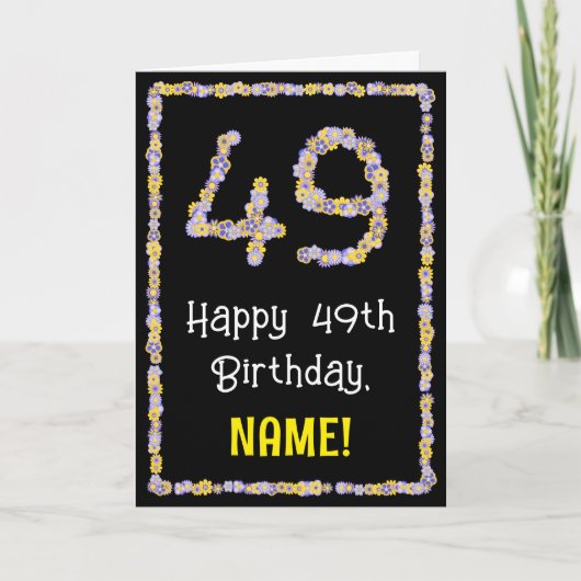49誕生日:フローラ花数名前をカスタムする カード (正面)