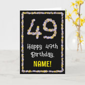 49誕生日:フローラ花数名前をカスタムする カード (黄色い花)