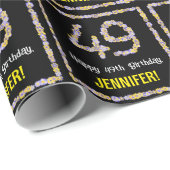 49誕生日:フローラ花数名前をカスタムする ラッピングペーパー (ロールコーナー)