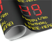 49誕生日:レッドデジタルクロックスタイル"49" +名前 ラッピングペーパー (ロールコーナー)