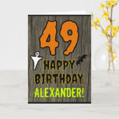 49誕生日:不気味ハロウィーンテーマ、名前をカスタムする カード (黄色い花)