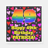 49誕生日:愛するハートパターン、虹# 49 スタンダードランチョンナプキン (正面)