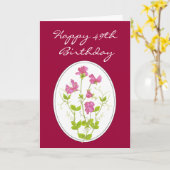 49誕生日、水彩スイートピーと聖なる書物、 経典 カード (黄色い花)