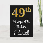 49誕生日～豪華エレガントなフェイク金ゴールドルック# カード (正面)