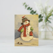 4905雪だるま&バードハウスクリスマス シーズンポストカード (スタンド正面)