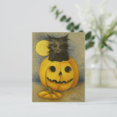 4919ブラック魔法子猫はがき ポストカード (スタンド正面)