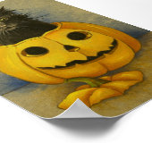 4919ブラック魔法子猫アートプリント ポスター (角)